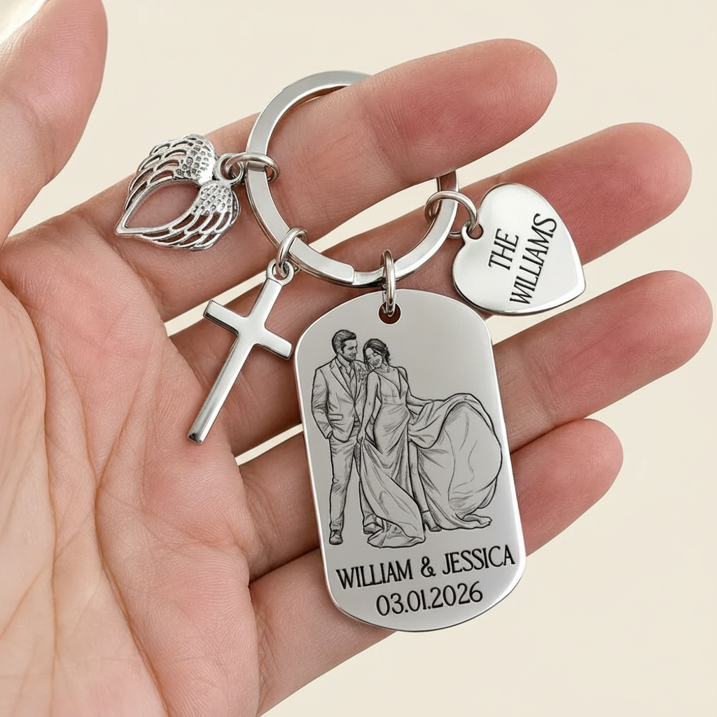 Custom Photo Couples Wedding Engaged Bachelor Party - Personalized Stainless Steel Keychain Z1APD