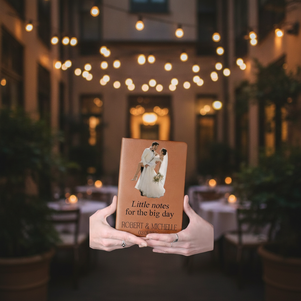 Custom Photo Couples Wedding Engaged Bachelor Party - Personalized Leather Journal TJKDS