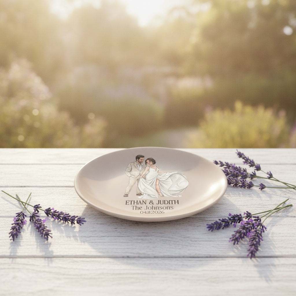 Custom Photo Couples Wedding Engaged Bachelor Party - Personalized Ceramic Plate E1Q30