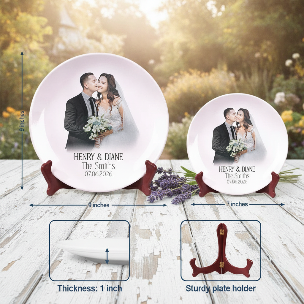 Custom Photo Couples Wedding Engaged Bachelor Party - Personalized Ceramic Plate E1Q30